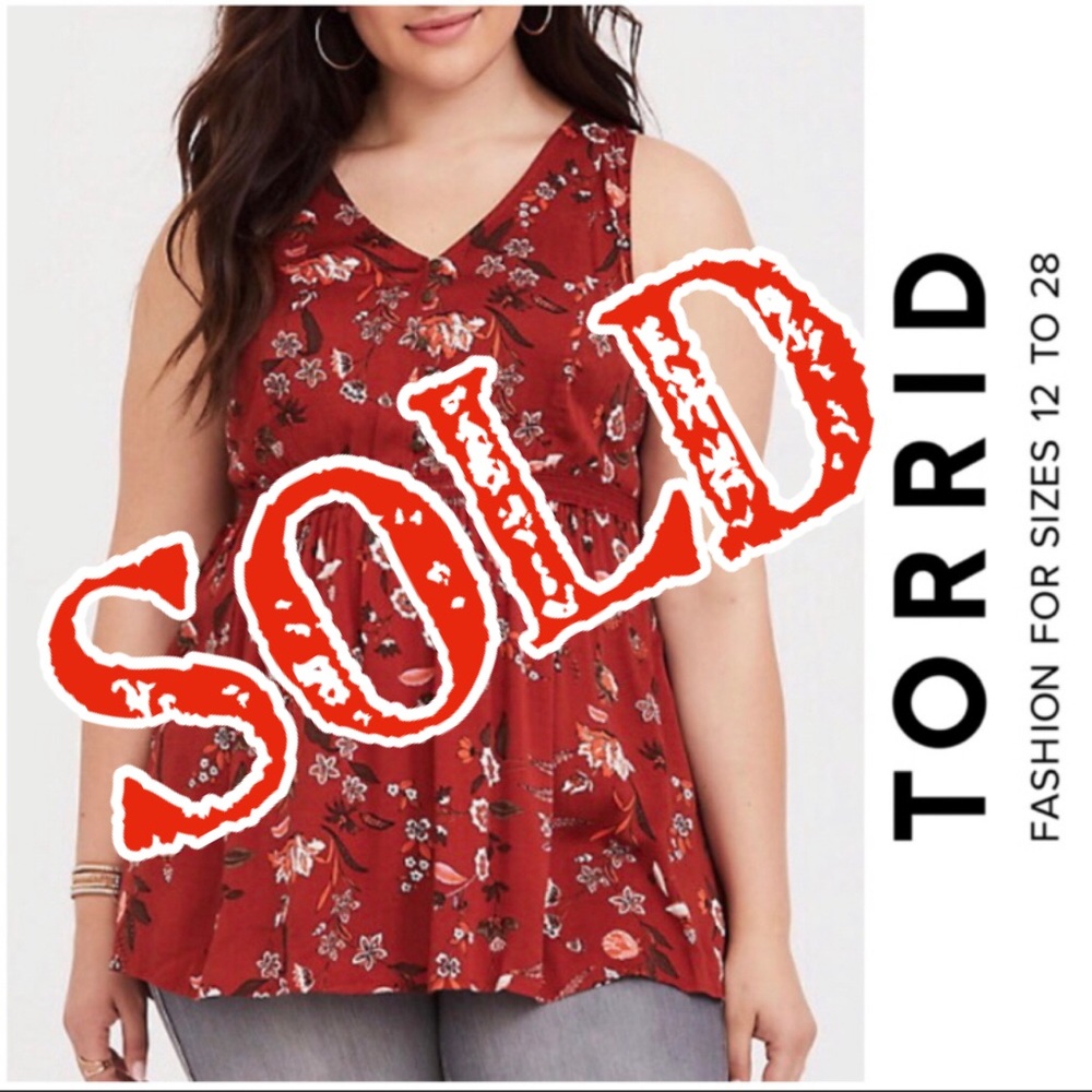 Torrid Ochre Floral Twill Babydoll Tunic Top 4X - Picture 1 of 16